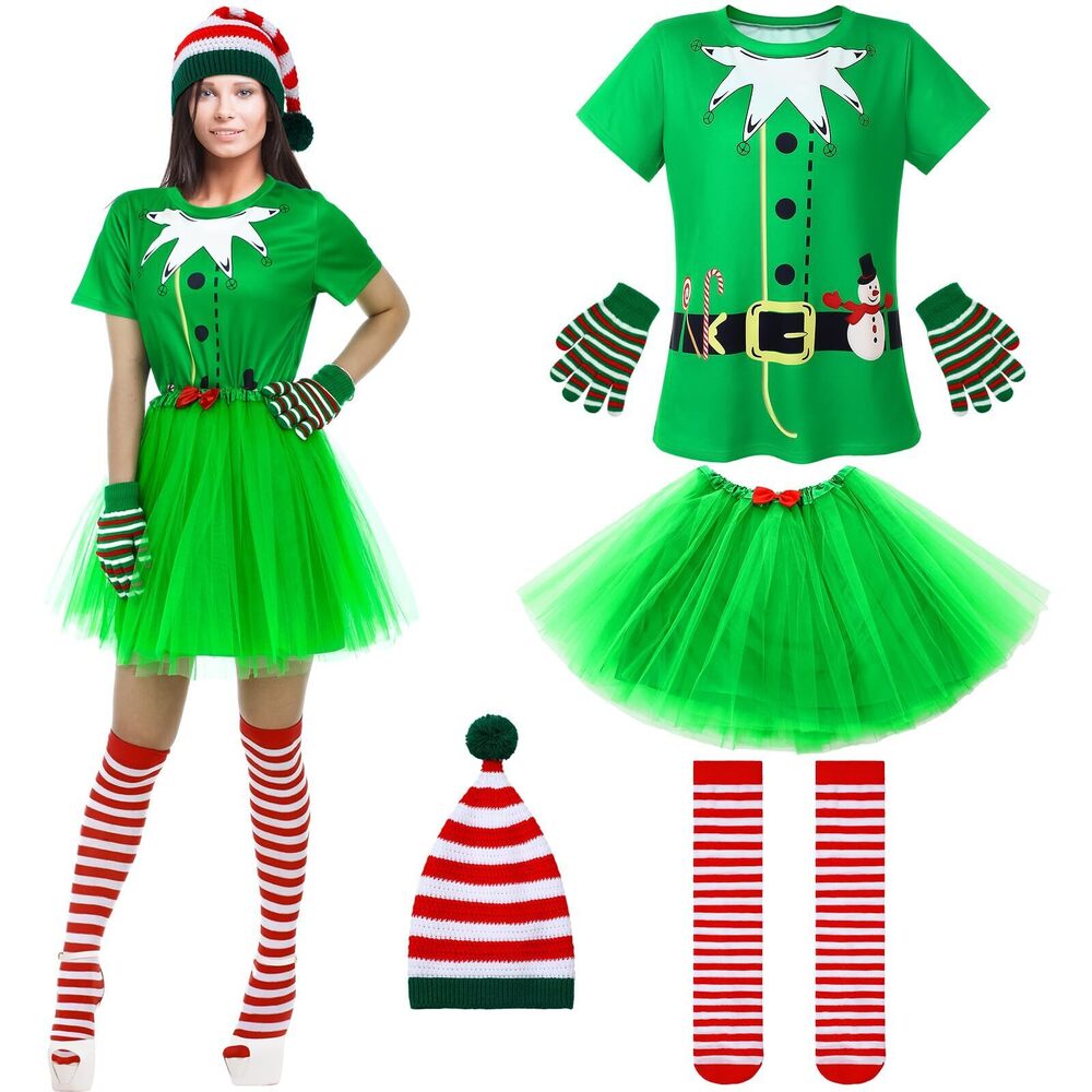 4443 Christmas Elf Costume Set Elf Costume For Holiday Running